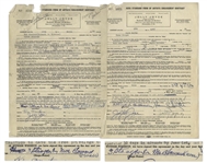 Two Contracts From 1950 Signed by Moe Howard as 3 Stooges by [or Per] Moe Howard (owner) -- For Three Stooges Appearances -- Both Measure 8.5 x 12 -- 1 in Good Plus Condition, Other Very Good 